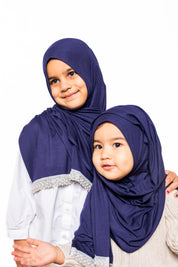 Navy Blue Pearl Jersey Hijab