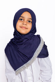 Navy Blue Pearl Jersey Hijab